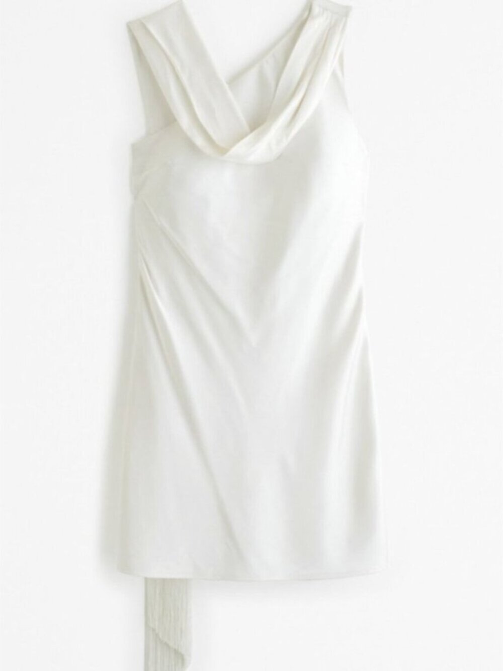 Abercrombie & Fitch Scarf Slip Mini Dress NWT Satin White Size Small - Picture 6 of 13